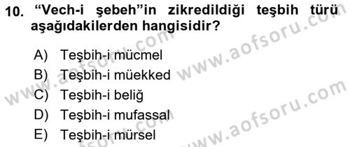 Tefsir Tarihi ve Usulü Dersi 2018 - 2019 Yılı 3 Ders Sınav Soruları 10. Soru