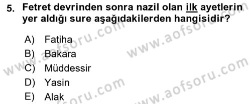 Tefsir Tarihi ve Usulü Dersi 2018 - 2019 Yılı 3 Ders Sınav Soruları 5. Soru