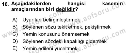 Tefsir Tarihi ve Usulü Dersi 2018 - 2019 Yılı Yaz Okulu Sınav Soruları 16. Soru