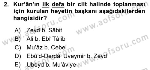 Tefsir Tarihi ve Usulü Dersi 2018 - 2019 Yılı Yaz Okulu Sınav Soruları 2. Soru