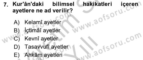 Tefsir Tarihi ve Usulü Dersi 2018 - 2019 Yılı Yaz Okulu Sınav Soruları 7. Soru