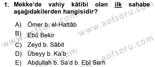 Tefsir Tarihi ve Usulü Dersi 2020 - 2021 Yılı Yaz Okulu Sınav Soruları 1. Soru