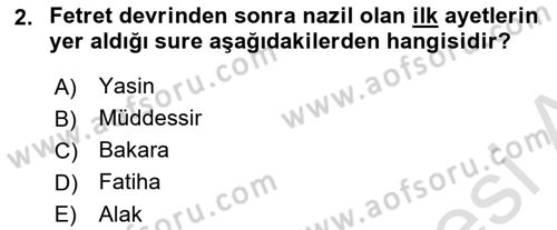 Tefsir Tarihi ve Usulü Dersi 2021 - 2022 Yılı (Vize) Ara Sınav Soruları 2. Soru