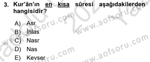 Tefsir Tarihi ve Usulü Dersi 2021 - 2022 Yılı Yaz Okulu Sınav Soruları 3. Soru