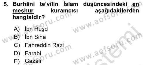 Tefsir Tarihi ve Usulü Dersi 2021 - 2022 Yılı Yaz Okulu Sınavı 5. Soru