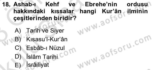 Tefsir Tarihi ve Usulü Dersi 2022 - 2023 Yılı Yaz Okulu Sınav Soruları 18. Soru