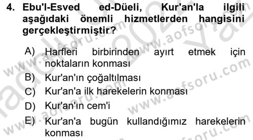 Tefsir Tarihi ve Usulü Dersi 2022 - 2023 Yılı Yaz Okulu Sınav Soruları 4. Soru