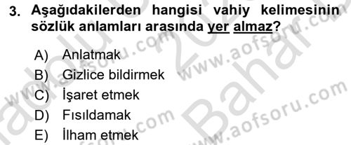 Tefsir Tarihi ve Usulü Dersi 2023 - 2024 Yılı (Vize) Ara Sınavı 3. Soru