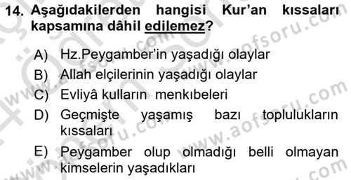 Tefsir Tarihi ve Usulü Dersi 2023 - 2024 Yılı (Final) Dönem Sonu Sınav Soruları 14. Soru