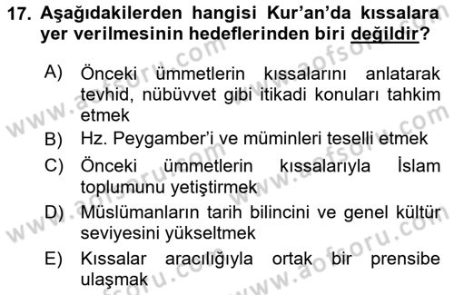 Tefsir Tarihi ve Usulü Dersi 2023 - 2024 Yılı Yaz Okulu Sınav Soruları 17. Soru