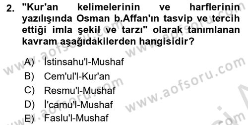 Tefsir Tarihi ve Usulü Dersi 2024 - 2025 Yılı (Vize) Ara Sınav Soruları 2. Soru
