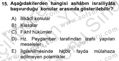 Tefsir Tarihi ve Usulü Dersi 2024 - 2025 Yılı (Final) Dönem Sonu Sınav Soruları 15. Soru