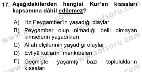 Tefsir Tarihi ve Usulü Dersi 2024 - 2025 Yılı (Final) Dönem Sonu Sınav Soruları 17. Soru