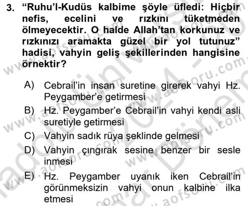Tefsir Tarihi ve Usulü Dersi 2024 - 2025 Yılı (Final) Dönem Sonu Sınav Soruları 3. Soru