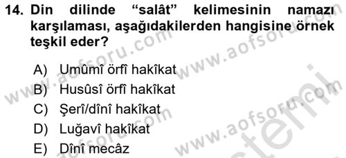Tefsir Tarihi ve Usulü Dersi 2024 - 2025 Yılı Yaz Okulu Sınav Soruları 14. Soru