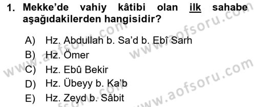 Tefsir Tarihi ve Usulü Dersi 2025 - 2026 Yılı (Vize) Ara Sınav Soruları 1. Soru