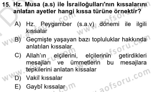 Tefsir Tarihi ve Usulü Dersi 2025 - 2026 Yılı (Final) Dönem Sonu Sınav Soruları 15. Soru
