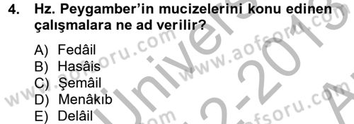 Hadis Tarihi ve Usulü Dersi 2012 - 2013 Yılı (Vize) Ara Sınav Soruları 4. Soru