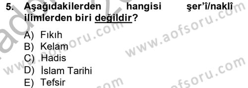 Hadis Tarihi ve Usulü Dersi 2012 - 2013 Yılı (Vize) Ara Sınav Soruları 5. Soru