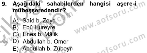 Hadis Tarihi ve Usulü Dersi 2012 - 2013 Yılı (Vize) Ara Sınav Soruları 9. Soru