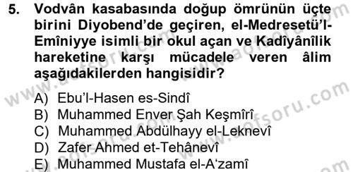 Hadis Tarihi ve Usulü Dersi 2012 - 2013 Yılı (Final) Dönem Sonu Sınav Soruları 5. Soru