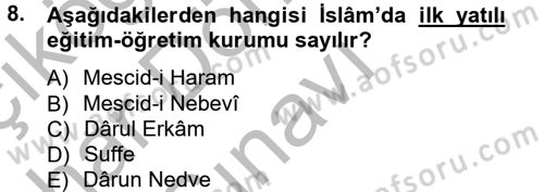 Hadis Tarihi ve Usulü Dersi 2012 - 2013 Yılı (Final) Dönem Sonu Sınav Soruları 8. Soru