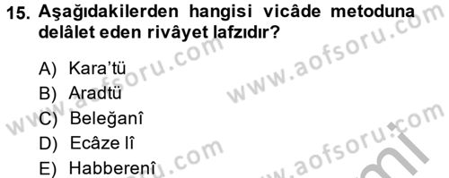 Hadis Tarihi ve Usulü Dersi 2013 - 2014 Yılı (Final) Dönem Sonu Sınav Soruları 15. Soru