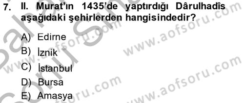 Hadis Tarihi ve Usulü Dersi 2013 - 2014 Yılı (Final) Dönem Sonu Sınav Soruları 7. Soru