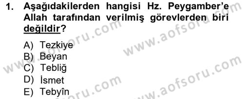 Hadis Tarihi ve Usulü Dersi 2013 - 2014 Yılı Tek Ders Sınavı 1. Soru