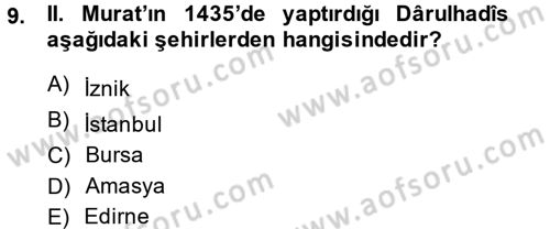 Hadis Tarihi ve Usulü Dersi 2013 - 2014 Yılı Tek Ders Sınavı 9. Soru