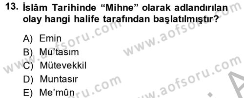 Hadis Tarihi ve Usulü Dersi 2014 - 2015 Yılı (Vize) Ara Sınav Soruları 13. Soru