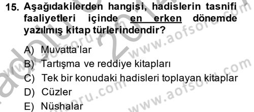 Hadis Tarihi ve Usulü Dersi 2014 - 2015 Yılı (Vize) Ara Sınav Soruları 15. Soru