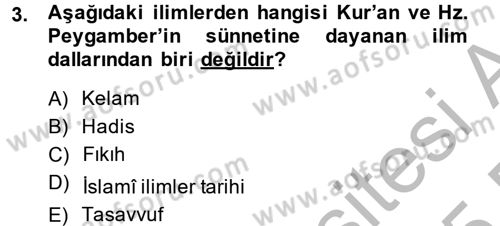 Hadis Tarihi ve Usulü Dersi 2014 - 2015 Yılı (Vize) Ara Sınav Soruları 3. Soru