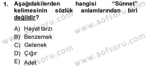 Hadis Tarihi ve Usulü Dersi 2014 - 2015 Yılı Tek Ders Sınav Soruları 1. Soru