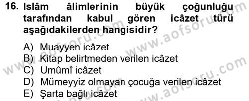 Hadis Tarihi ve Usulü Dersi 2014 - 2015 Yılı Tek Ders Sınav Soruları 16. Soru