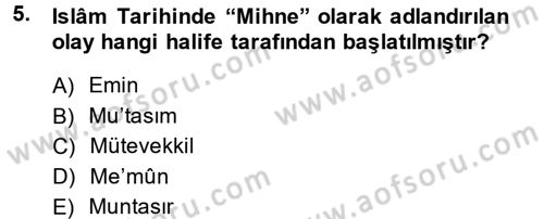 Hadis Tarihi ve Usulü Dersi 2014 - 2015 Yılı Tek Ders Sınav Soruları 5. Soru