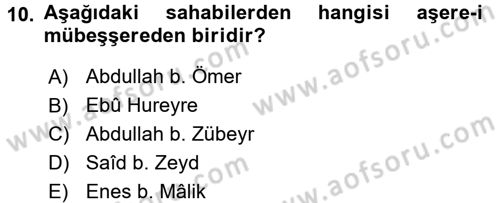 Hadis Tarihi ve Usulü Dersi 2015 - 2016 Yılı (Vize) Ara Sınav Soruları 10. Soru