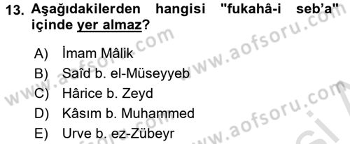 Hadis Tarihi ve Usulü Dersi 2015 - 2016 Yılı (Final) Dönem Sonu Sınav Soruları 13. Soru