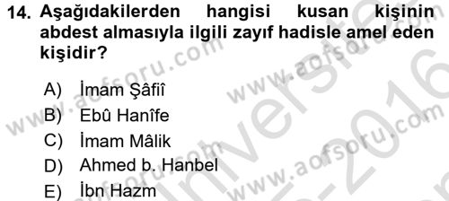 Hadis Tarihi ve Usulü Dersi 2015 - 2016 Yılı (Final) Dönem Sonu Sınav Soruları 14. Soru