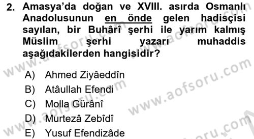 Hadis Tarihi ve Usulü Dersi 2015 - 2016 Yılı (Final) Dönem Sonu Sınav Soruları 2. Soru