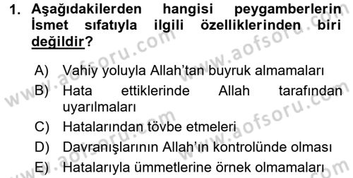 Hadis Tarihi ve Usulü Dersi 2015 - 2016 Yılı Tek Ders Sınavı 1. Soru