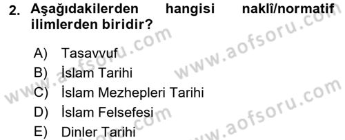 Hadis Tarihi ve Usulü Dersi 2016 - 2017 Yılı (Final) Dönem Sonu Sınavı 2. Soru