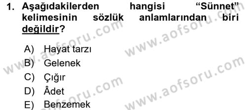 Hadis Tarihi ve Usulü Dersi 2017 - 2018 Yılı 3 Ders Sınav Soruları 1. Soru