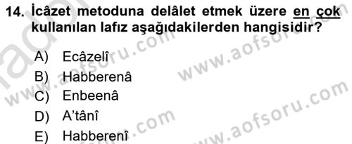 Hadis Tarihi ve Usulü Dersi 2018 - 2019 Yılı 3 Ders Sınavı 14. Soru