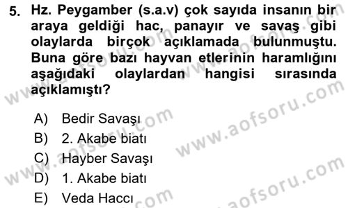 Hadis Tarihi ve Usulü Dersi 2018 - 2019 Yılı (Vize) Ara Sınavı 5. Soru