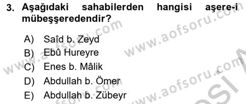 Hadis Tarihi ve Usulü Dersi 2018 - 2019 Yılı Yaz Okulu Sınav Soruları 3. Soru