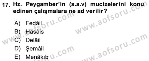 Hadis Tarihi ve Usulü Dersi 2021 - 2022 Yılı (Vize) Ara Sınavı 17. Soru