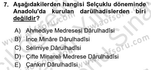 Hadis Tarihi ve Usulü Dersi 2021 - 2022 Yılı (Final) Dönem Sonu Sınav Soruları 7. Soru