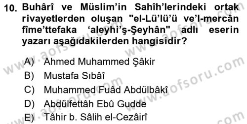 Hadis Tarihi ve Usulü Dersi 2022 - 2023 Yılı Yaz Okulu Sınav Soruları 10. Soru