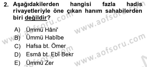 Hadis Tarihi ve Usulü Dersi 2022 - 2023 Yılı Yaz Okulu Sınav Soruları 2. Soru